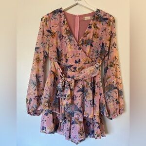 Floral Wrap Romper with Tie Bow